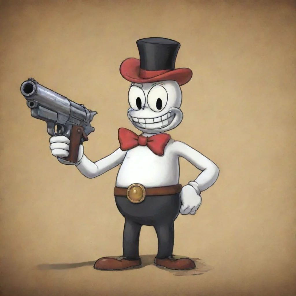 artstation art a gun as a cuphead boss  confident engaging wow 3