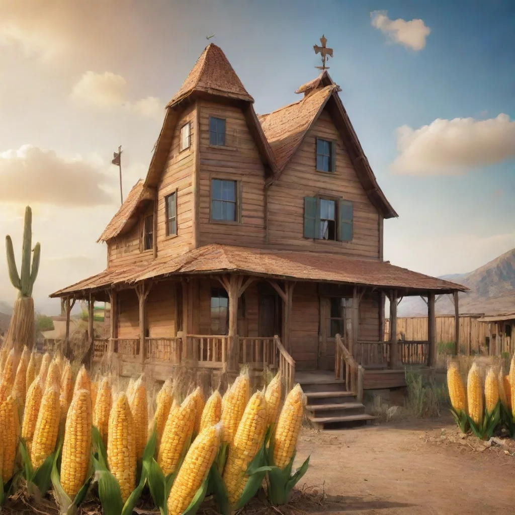aiartstation art a house themed corn in wild west. confident engaging wow 3