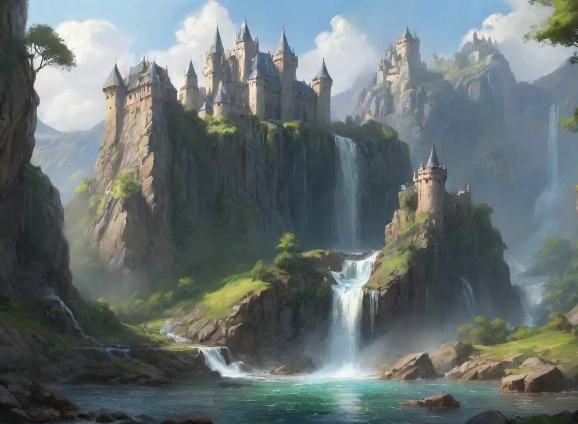 aiartstation art a landscape with waterfall and a castle confident engaging wow 3 landscape43