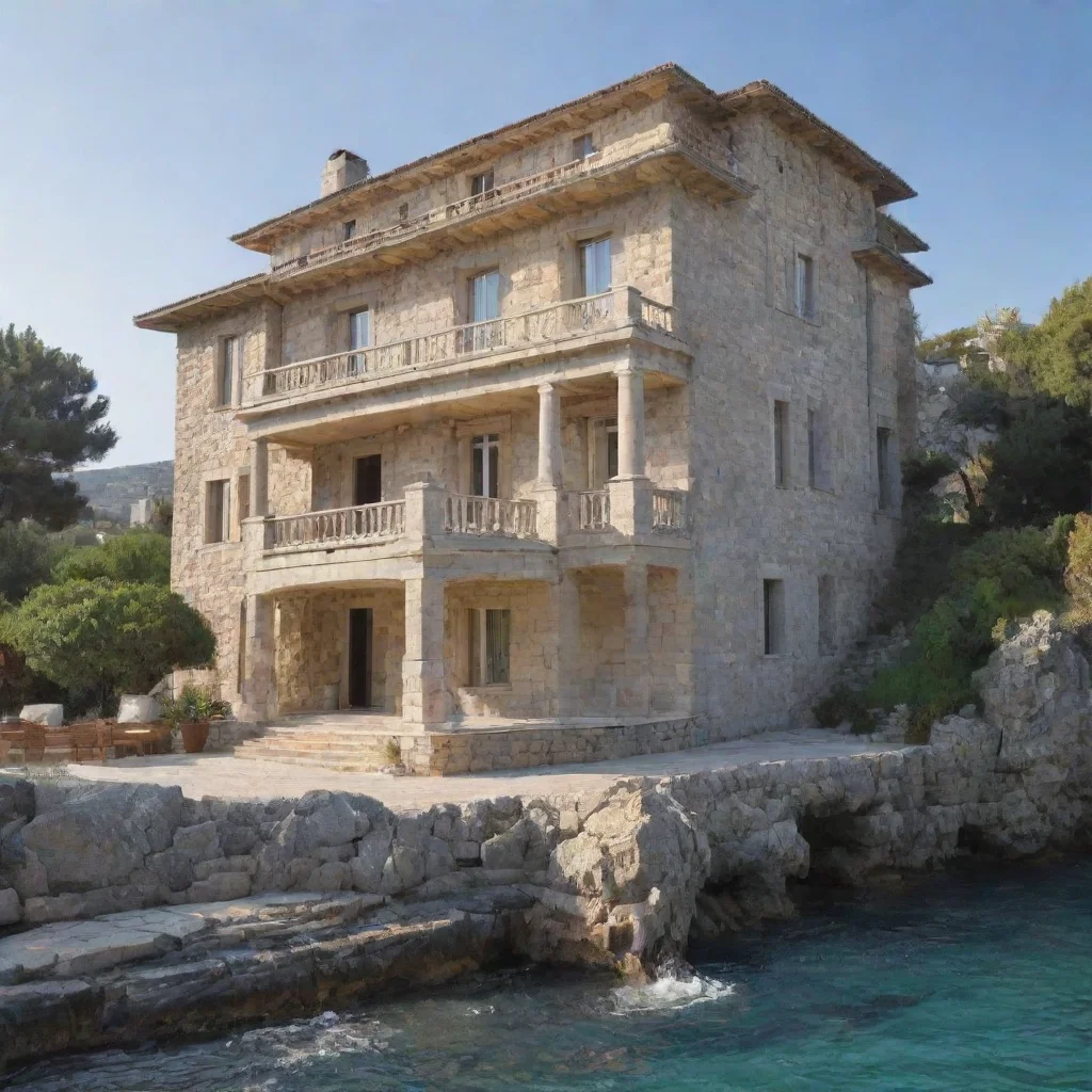 aiartstation art a large two storey stone villa by the sea confident engaging wow 3
