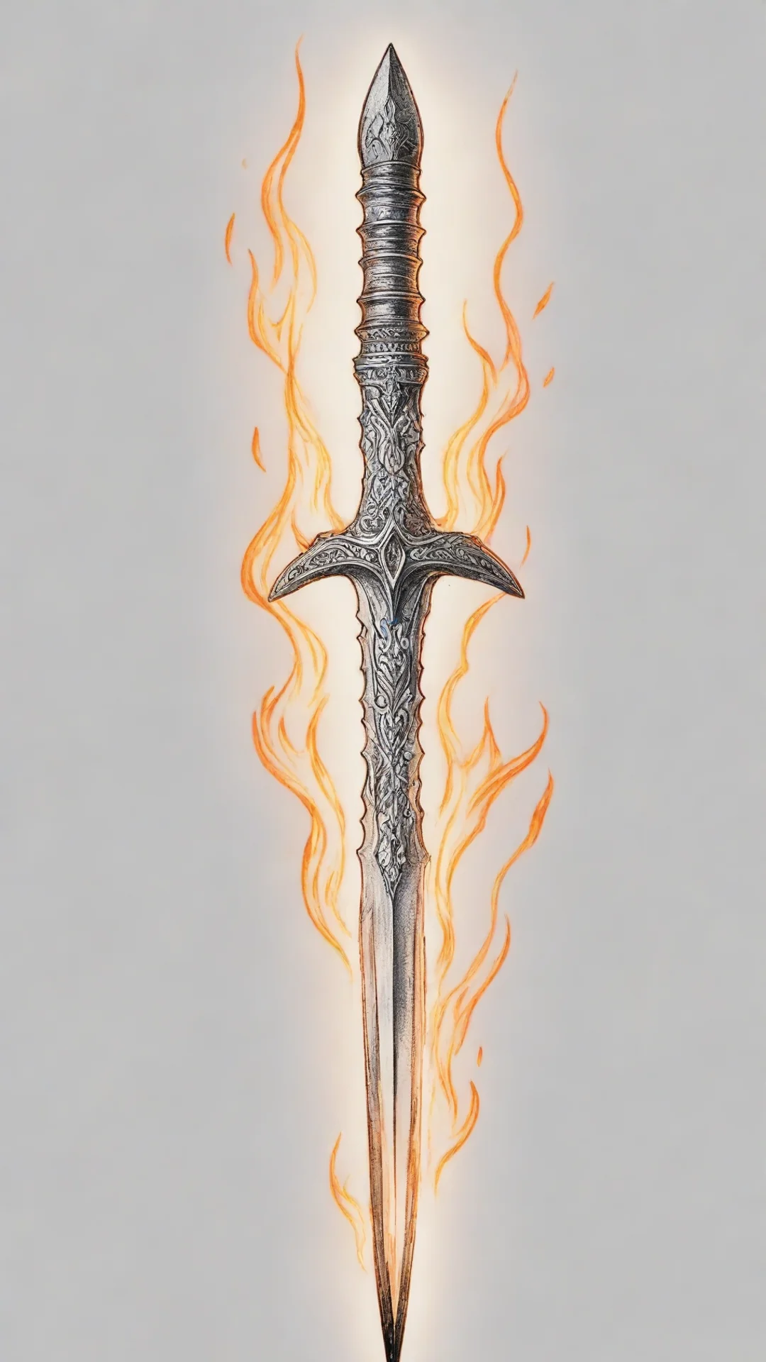 aiartstation art a line art sketched dagger on fire confident engaging wow 3 tall