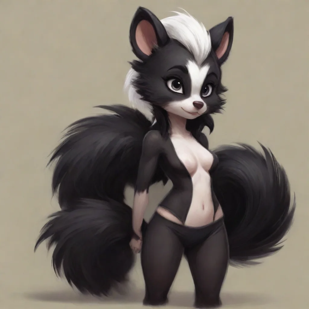 aiartstation art a little skunk anthro girl confident engaging wow 3