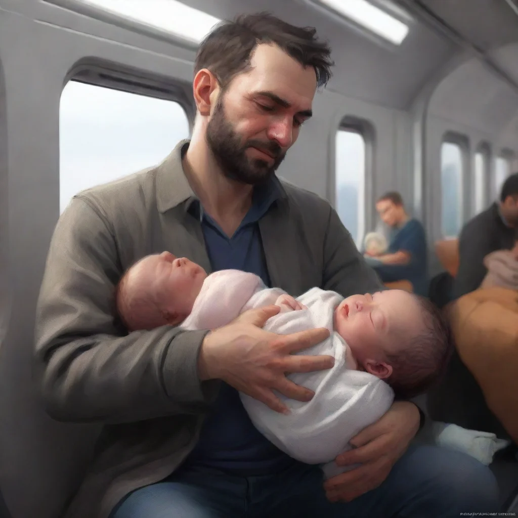 aiartstation art a man strangerling a newborn baby on a train confident engaging wow 3