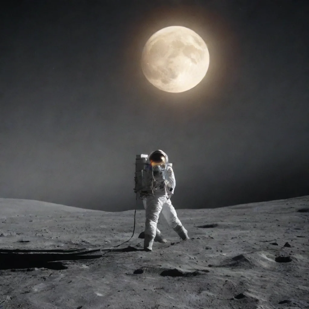 aiartstation art a man walking on moon with torch confident engaging wow 3