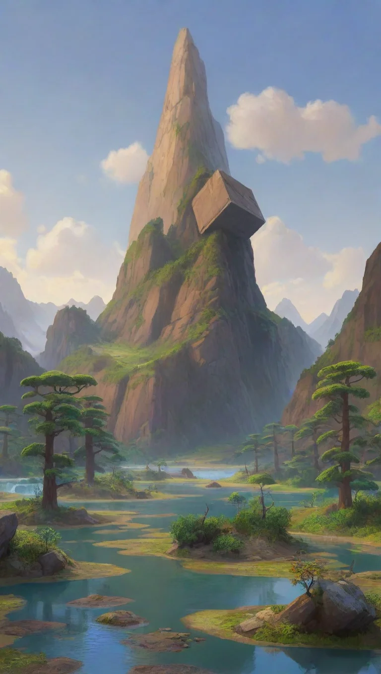 aiartstation art a mountain that is very blocky confident engaging wow 3