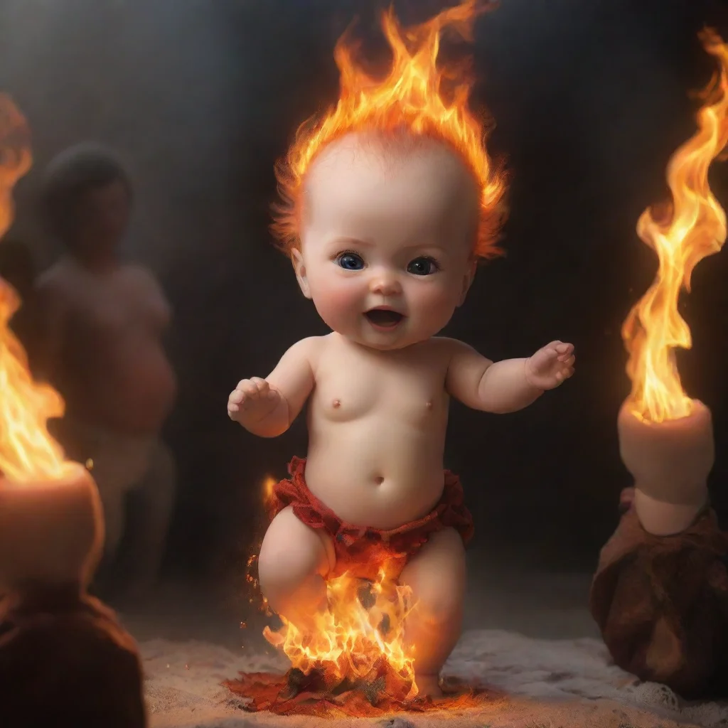 aiartstation art a newborn baby doll on fire with people cheering confident engaging wow 3