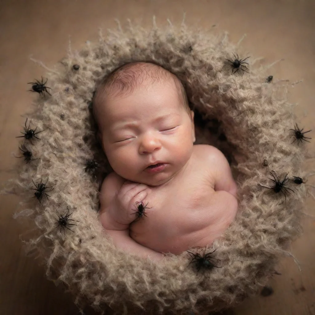 aiartstation art a newborn baby surrounded by spiders confident engaging wow 3