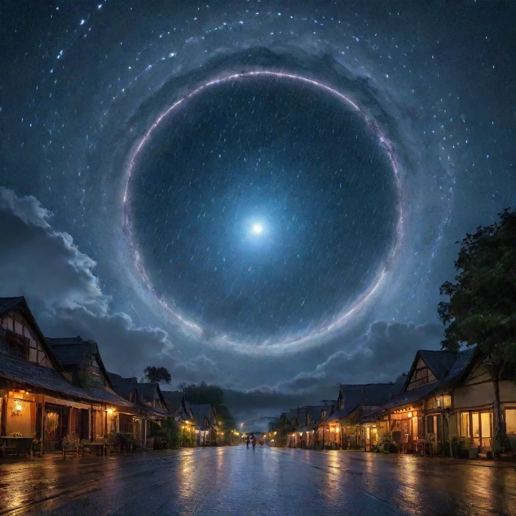 aiartstation art a night sky that has a huge magic circle that rain lights across the world confident engaging wow 3