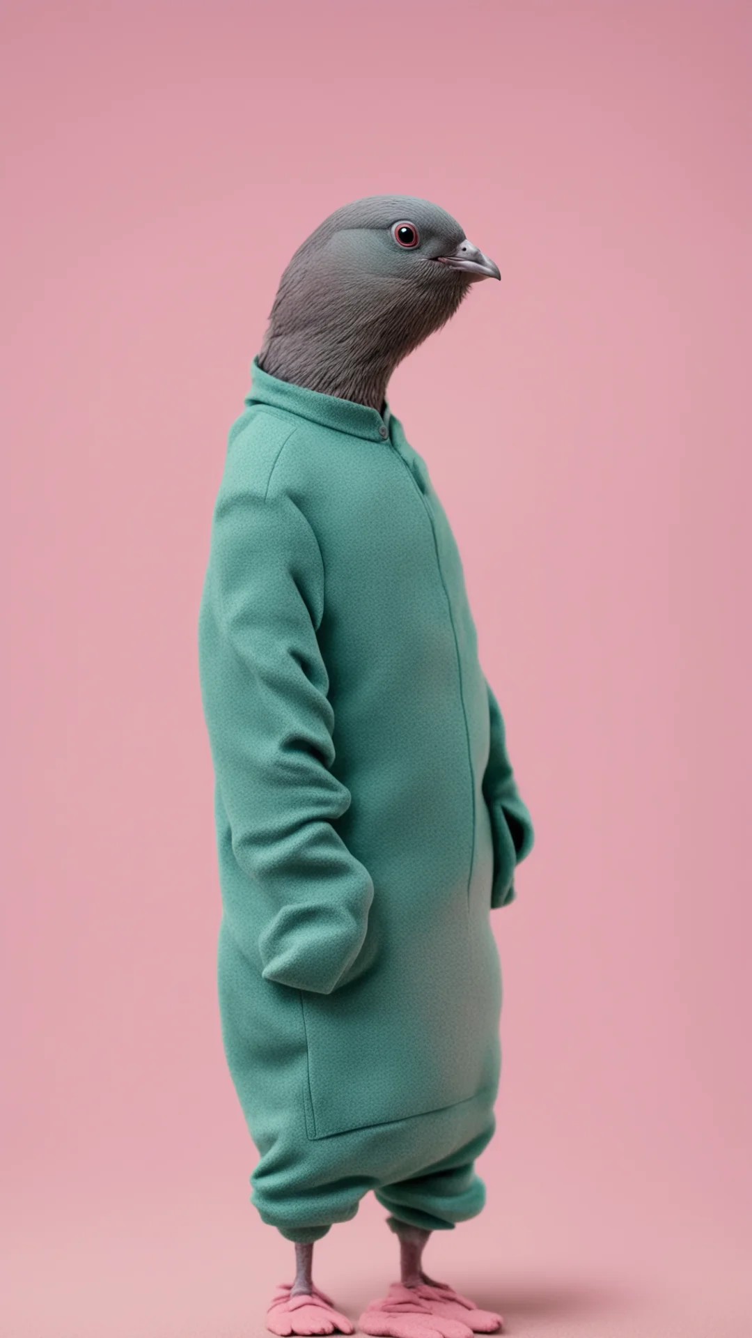 aiartstation art a pigeon wearing a tracksuit in a stop motion movie confident engaging wow 3 tall
