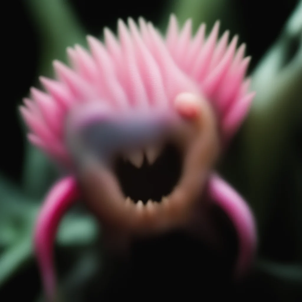 aiartstation art a pink alien plant with teeth zoomed out confident engaging wow 3