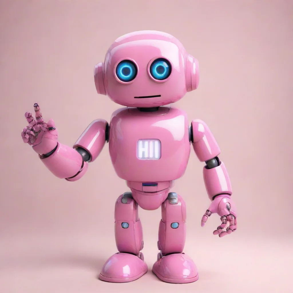 aiartstation art a pink robot saying hi confident engaging wow 3