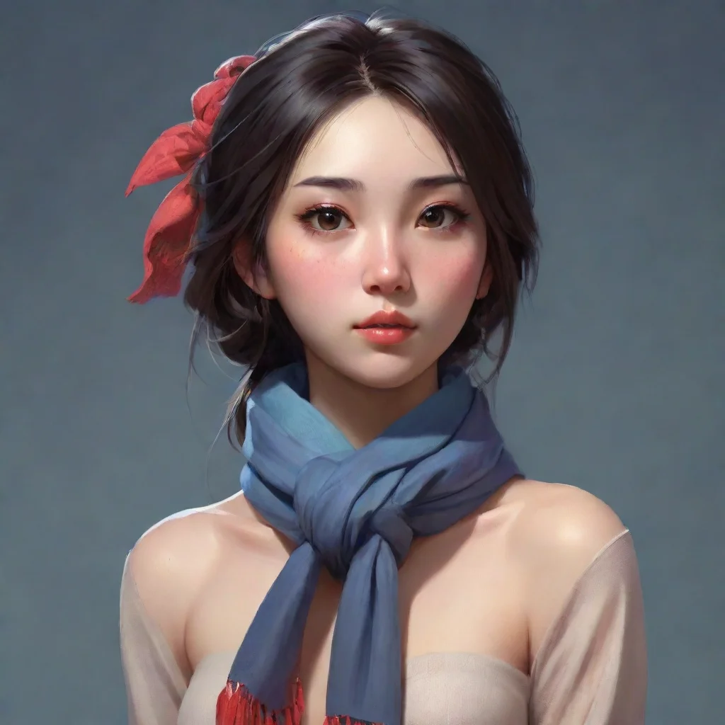 aiartstation art a pretty chinese girl being strangled by a scarf confident engaging wow 3