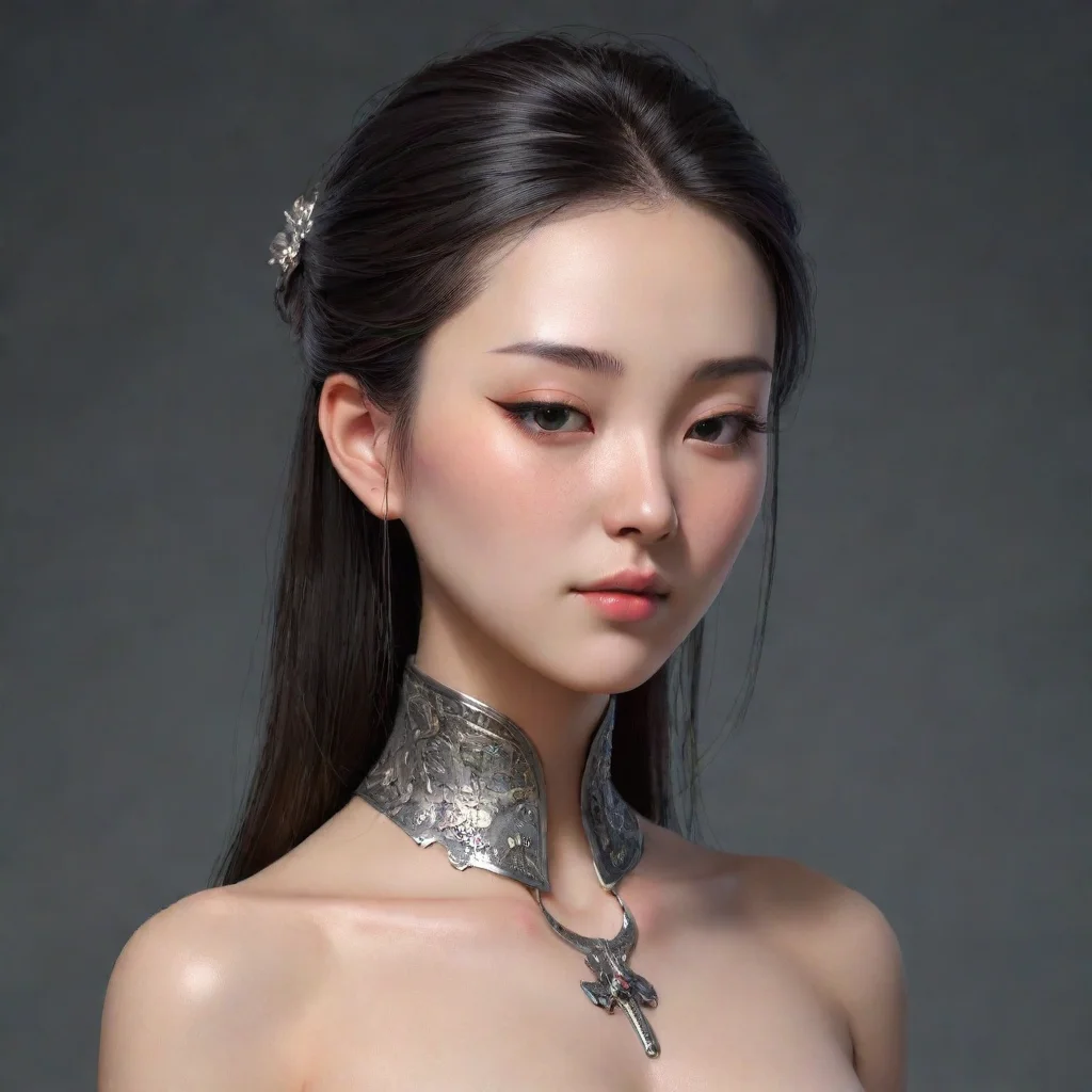 aiartstation art a pretty chinese girl who is cut into two parts on the neck.she died on the ground with her eyes closed confident engaging wow 3