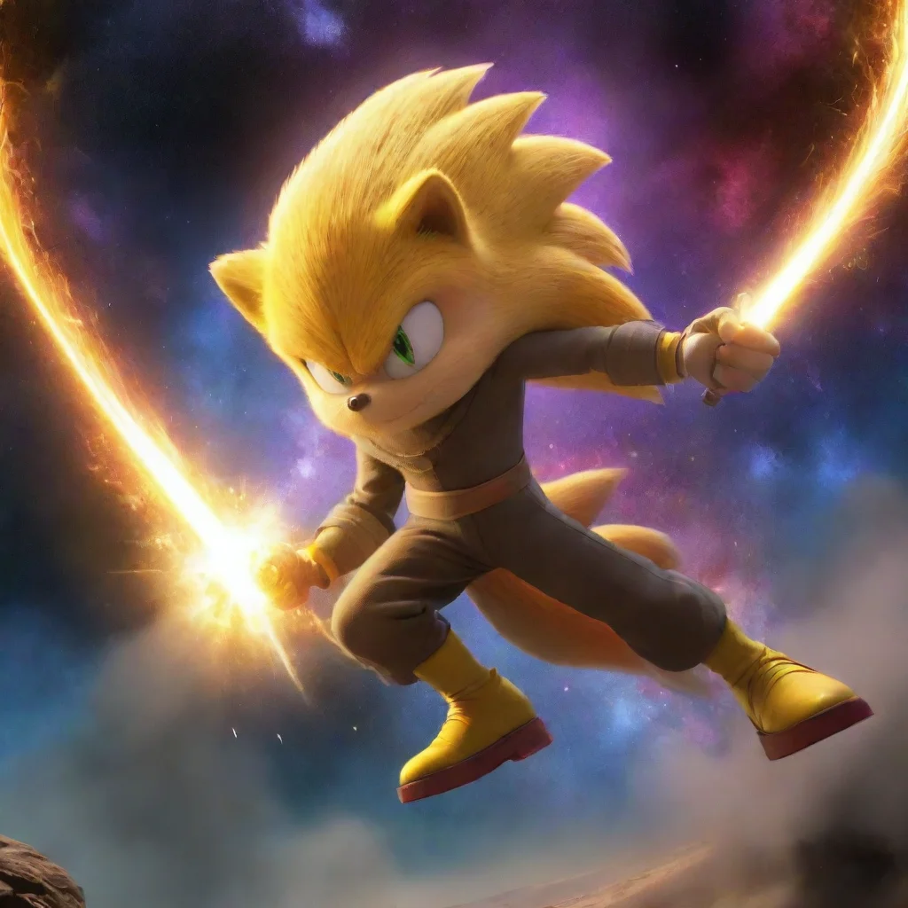 aiartstation art a priest cult leader fighting a yellow sonic the hedgehog in a nebula hd confident engaging wow 3