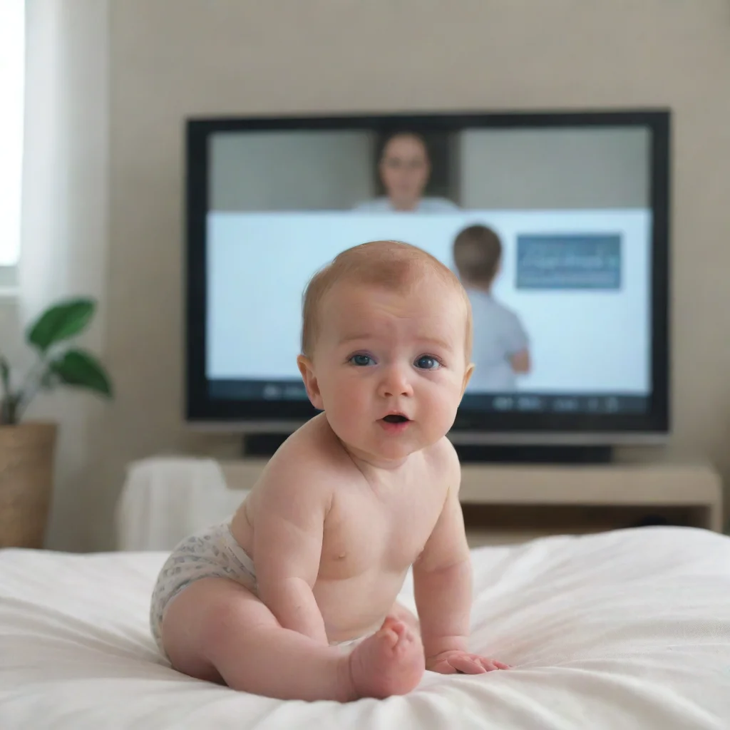 aiartstation art a realistic baby watching a hospital tv screen about a april fresh tv commercial at home confident engaging wow 3