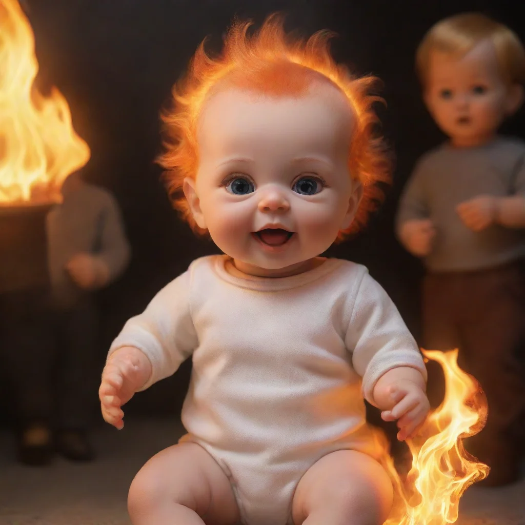 aiartstation art a reborn baby doll on fire with people cheering confident engaging wow 3