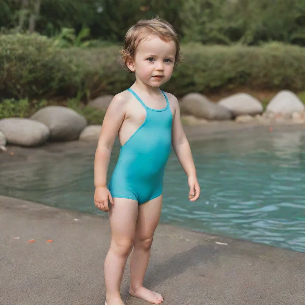 aiartstation art a small kid in a tight swim suit confident engaging wow 3