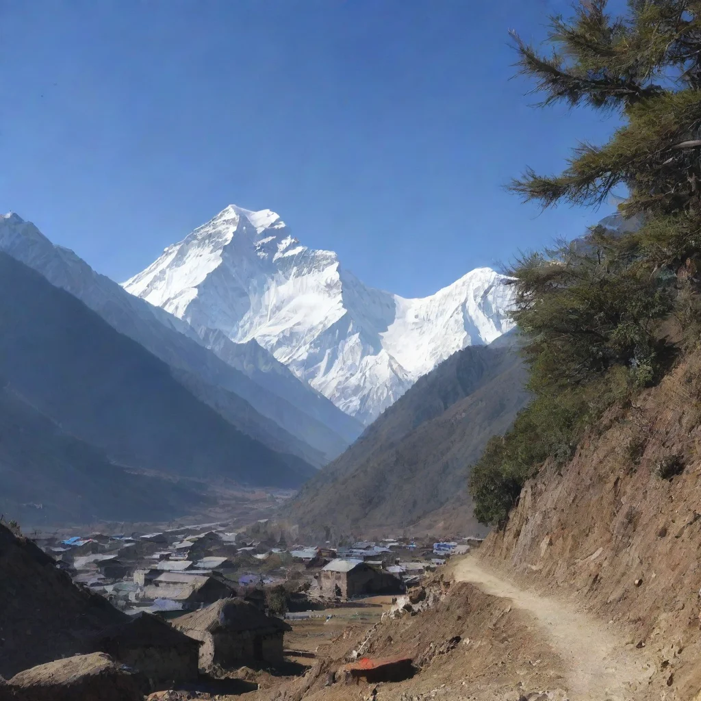aiartstation art a small village with mount everest in the far distance confident engaging wow 3