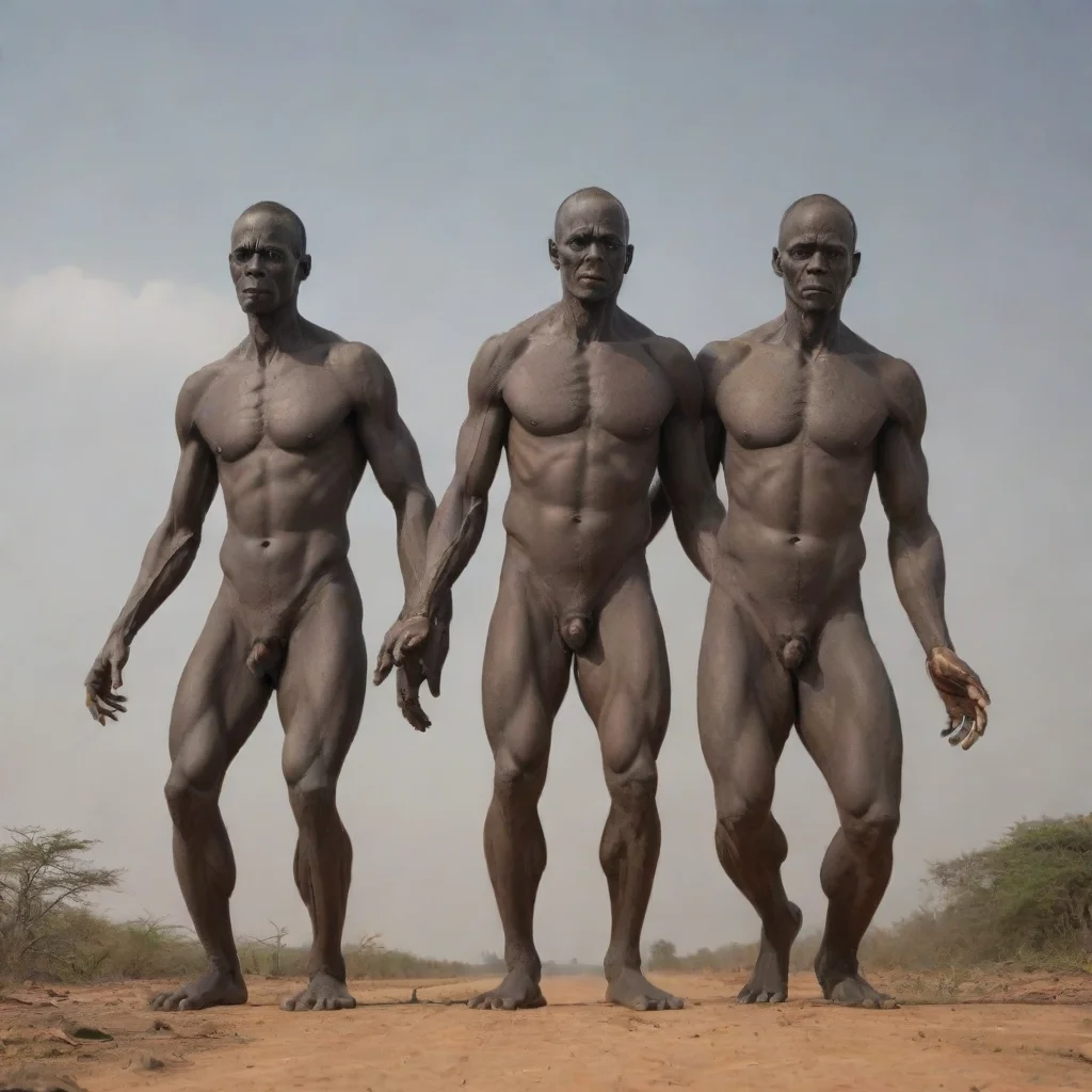aiartstation art a three headed giant of dark skinned humanoid shape  confident engaging wow 3
