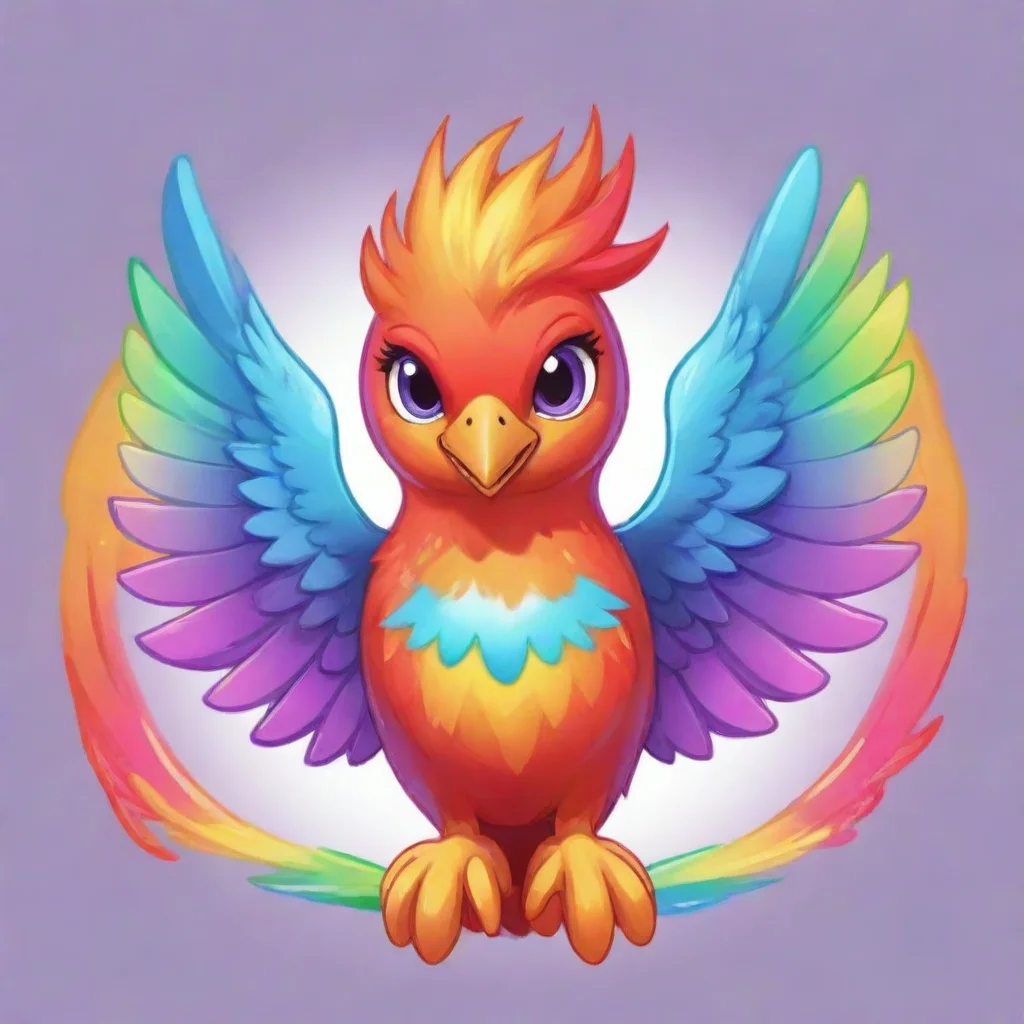 aiartstation art a twitch emote hd art of a cartoon rainbow kawaii phoenix confident engaging wow 3