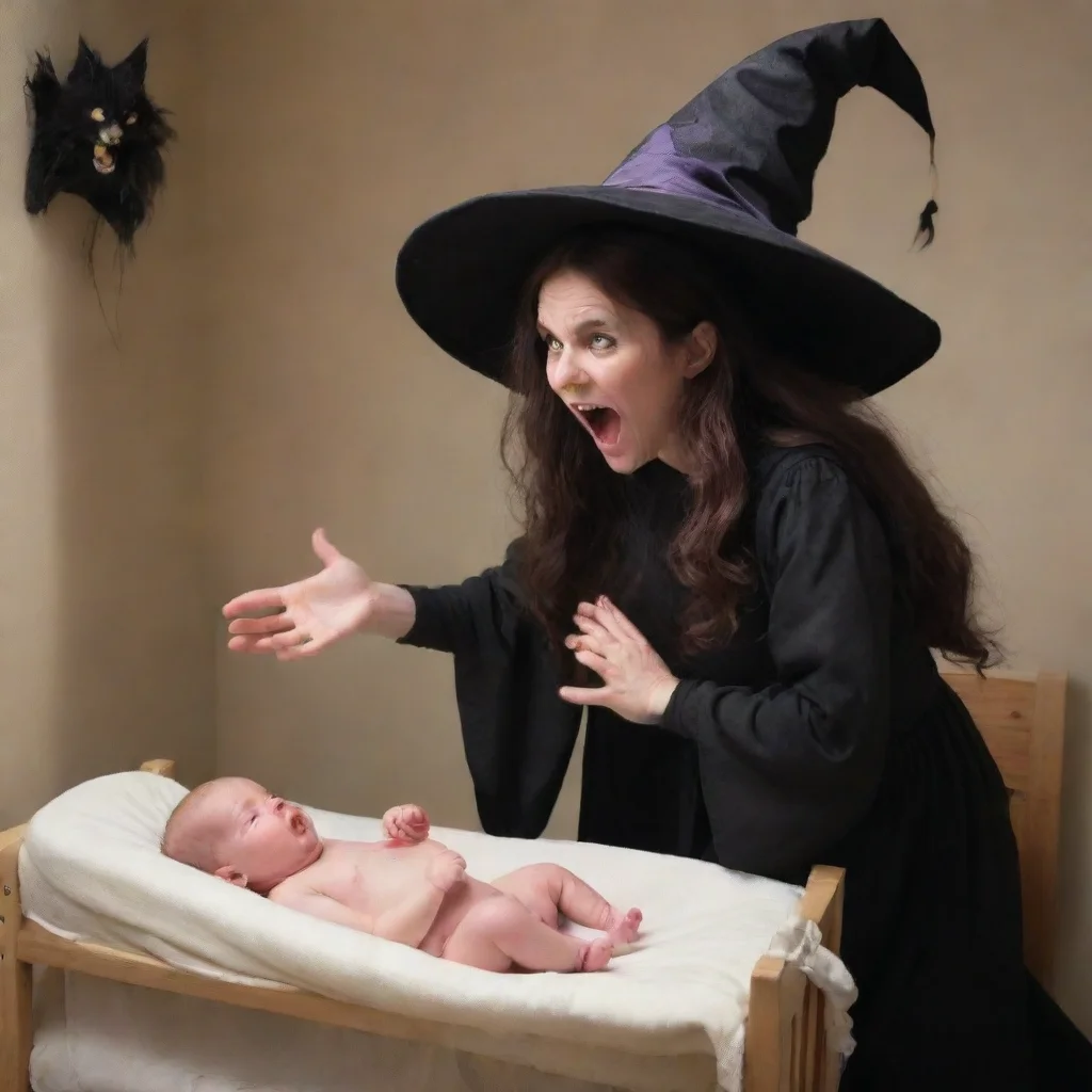 aiartstation art a witch scaring a newborn baby confident engaging wow 3
