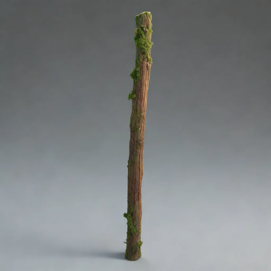 aiartstation art a wooden stick that is light brown and not straight and has moss on it confident engaging wow 3