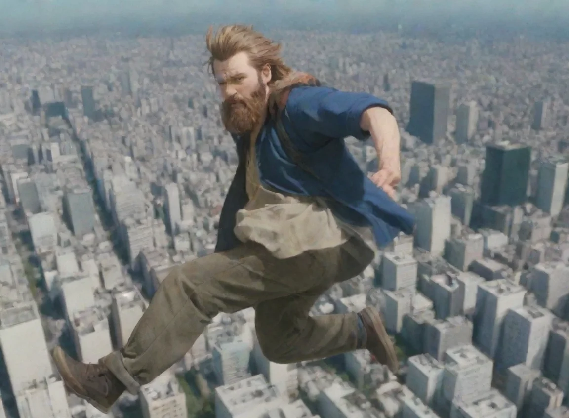 aiartstation art a young bearded swedish hobo man flying over tokyo anime hd confident engaging wow 3 landscape43