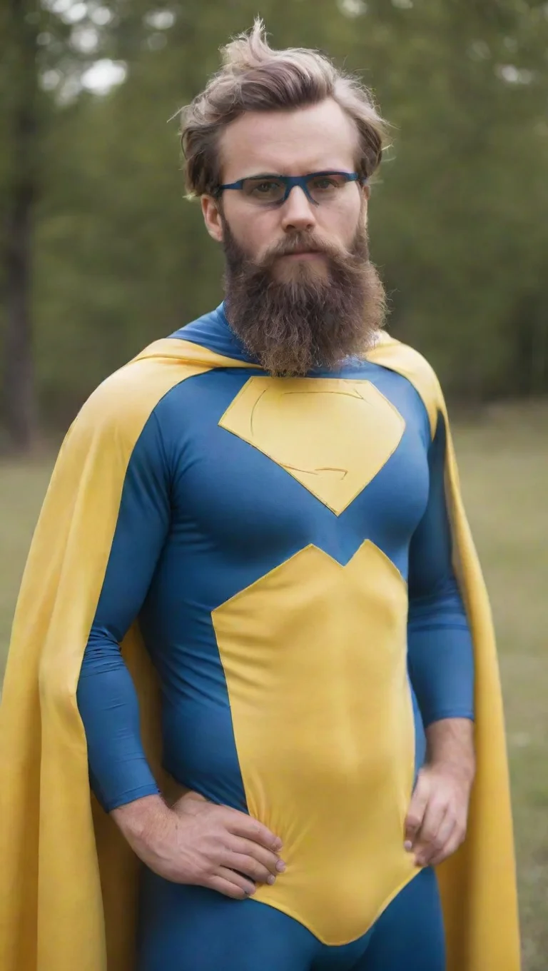aiartstation art a young bearded swedish man in a homemade superhero outfit hd confident engaging wow 3 tall