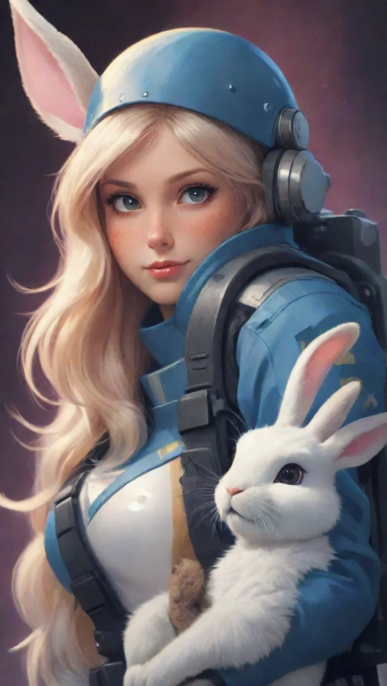 aiartstation art a young bearded swedish space soldier saving female furry femenine anthro rabbit cartoon propaganda poster hd confident engaging wow 3 tall