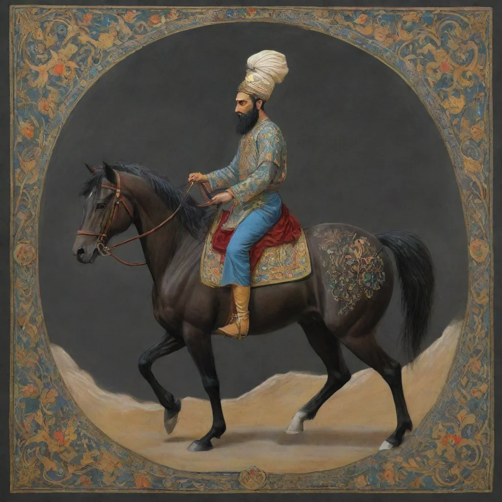 aiartstation art a young champion on horse with shahnameh design art dark confident engaging wow 3