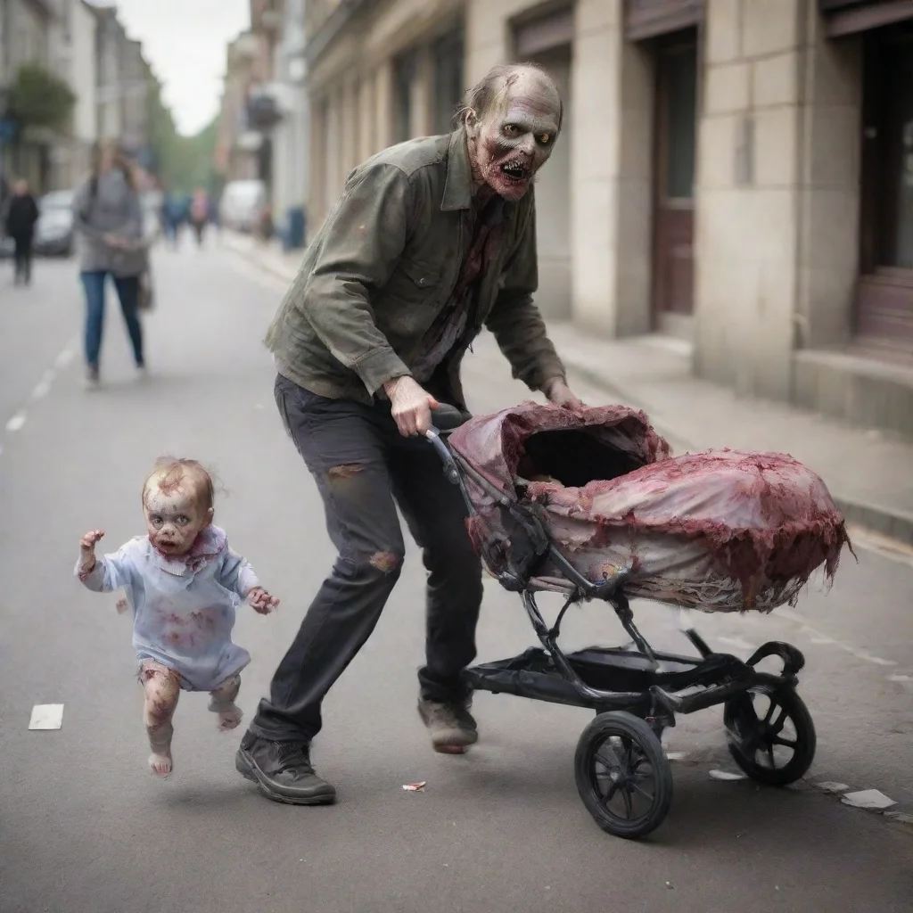aiartstation art a zombie chasing a newborn baby in a pram confident engaging wow 3