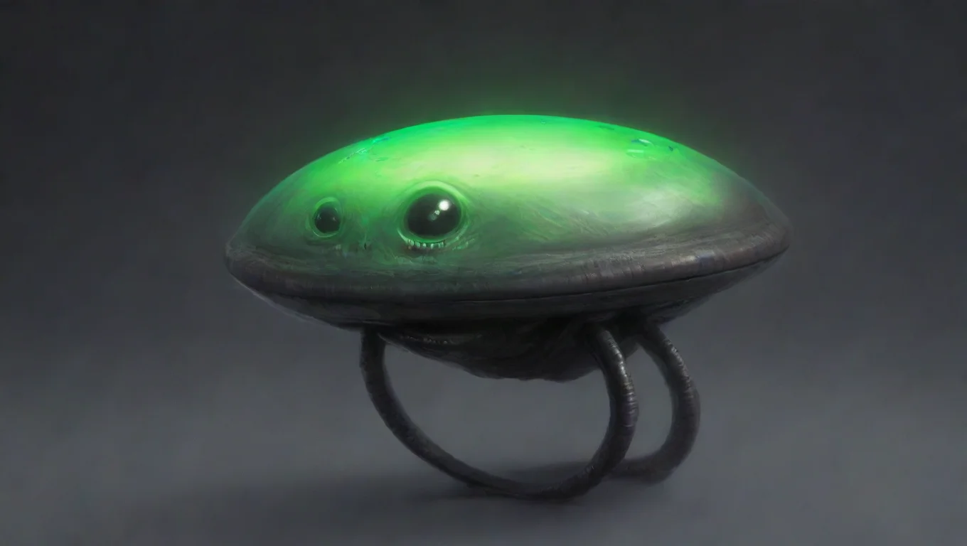 aiartstation art alien next to 4m wide personal craft ufo ring shaped smile hi wow artstation drawing colored confident engaging wow 3 widescreen