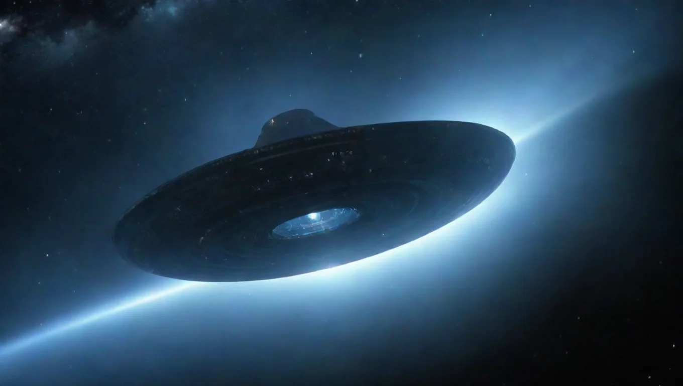 aiartstation art alien ufo spacecraft going into wormhole confident engaging wow 3 widescreen
