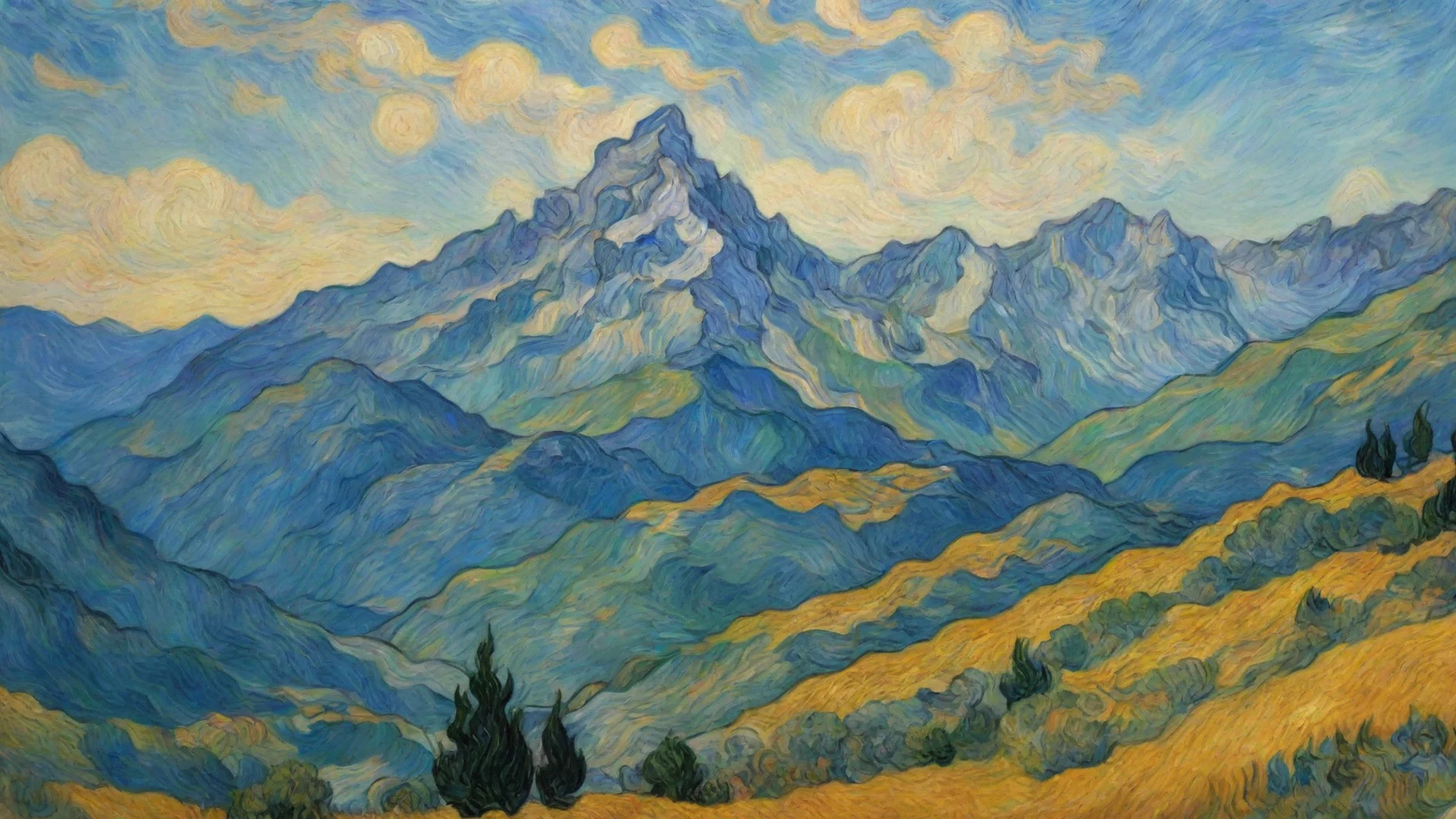 aiartstation art amazing van gogh mountain top relaxing calm hd aesthetic peace confident engaging wow 3 wide