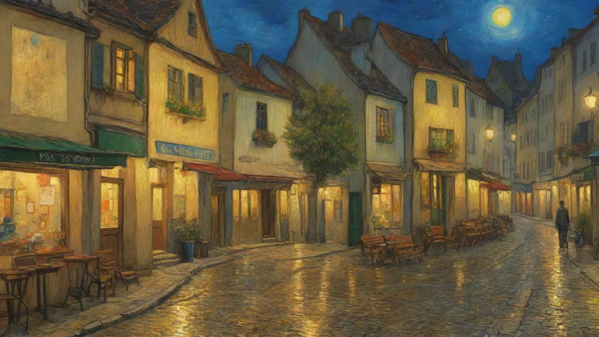 aiartstation art amazing van gogh town relaxing calm best anime quality realistic cartoon peace confident engaging wow 3 wide