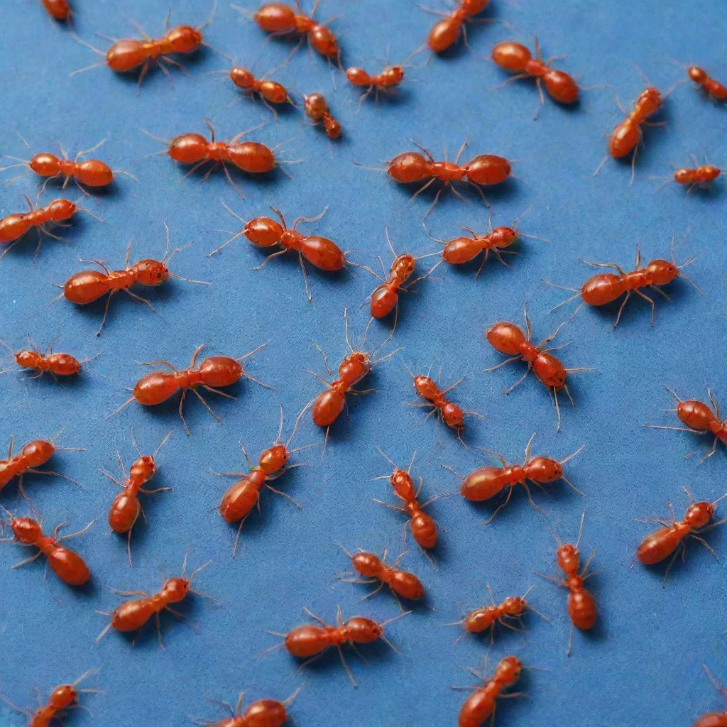 aiartstation art an army of red ants on blue sand confident engaging wow 3
