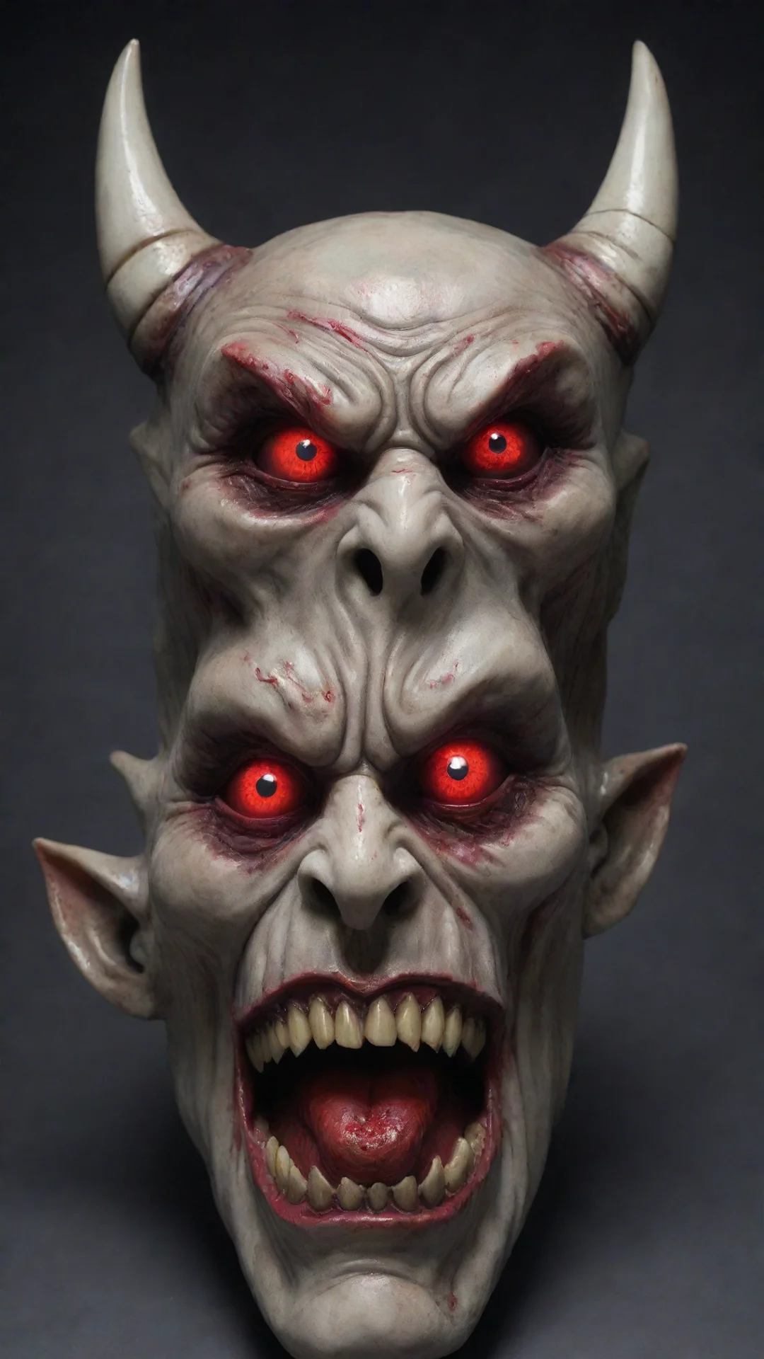 aiartstation art an evil mask demon with glowing red eyes and a porcelain finish confident engaging wow 3 tall