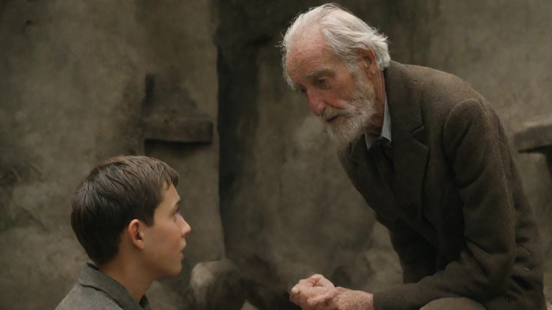 artstation art an old man advising a boy  confident engaging wow 3 wide