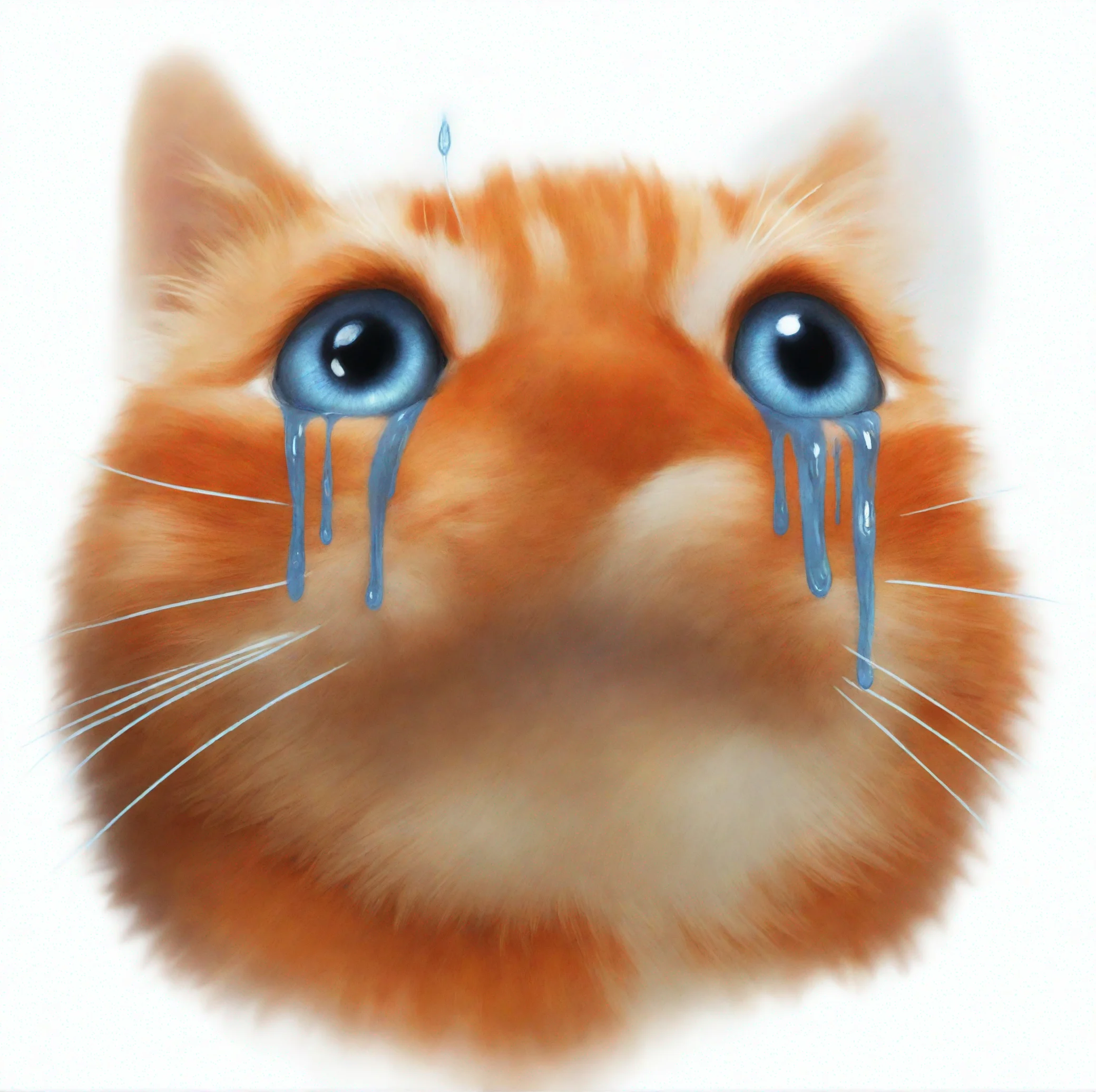 aiartstation art an orange cat is crying blue tears down its face confident engaging wow 3