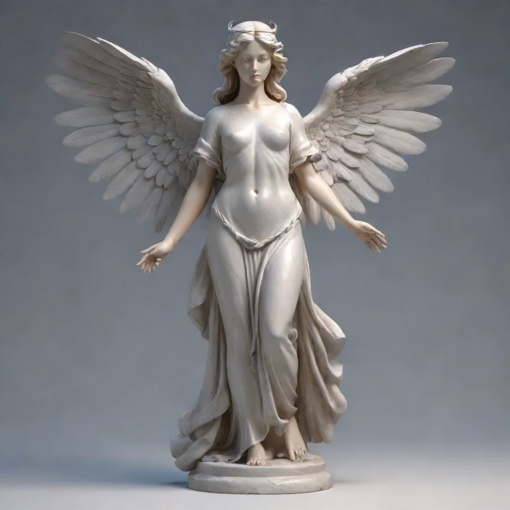 aiartstation art angel 3d model statue with symmetrical wings  confident engaging wow 3
