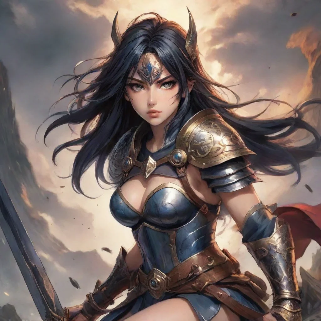 aiartstation art anime comic book fantasy art warrior confident engaging wow 3