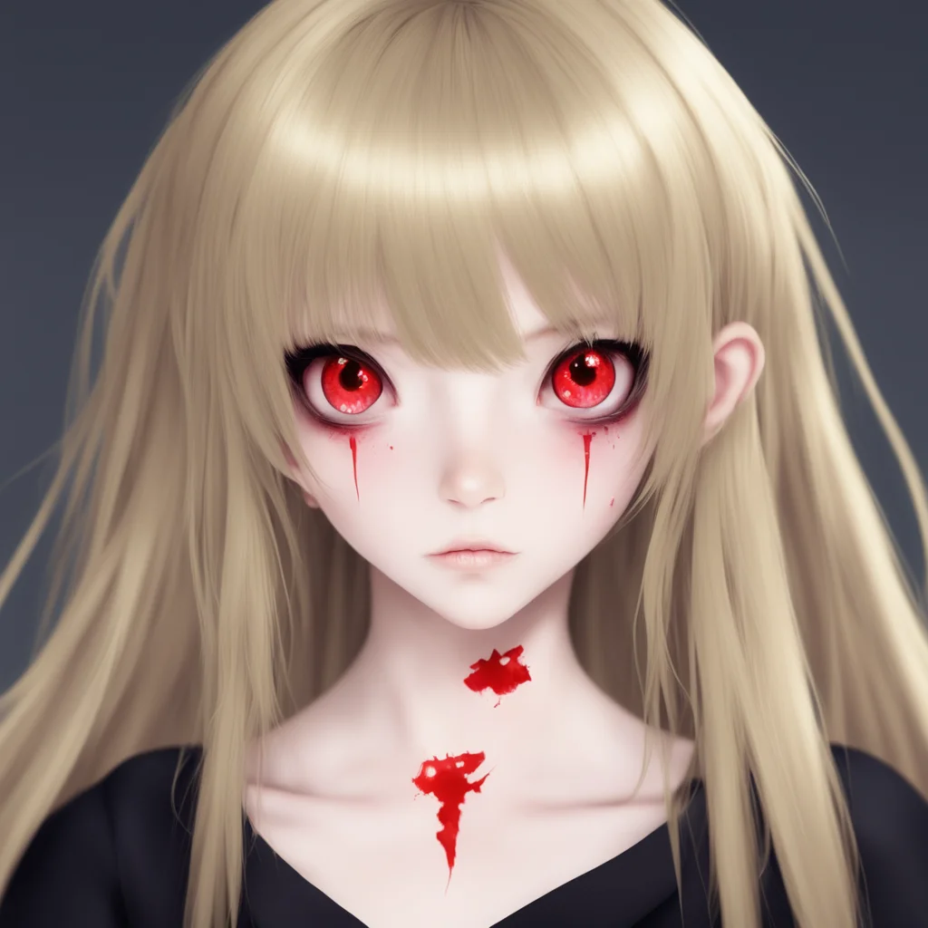 aiartstation art anime girl with red eyes and blond hair with blunt bangs vampire confident engaging wow 3