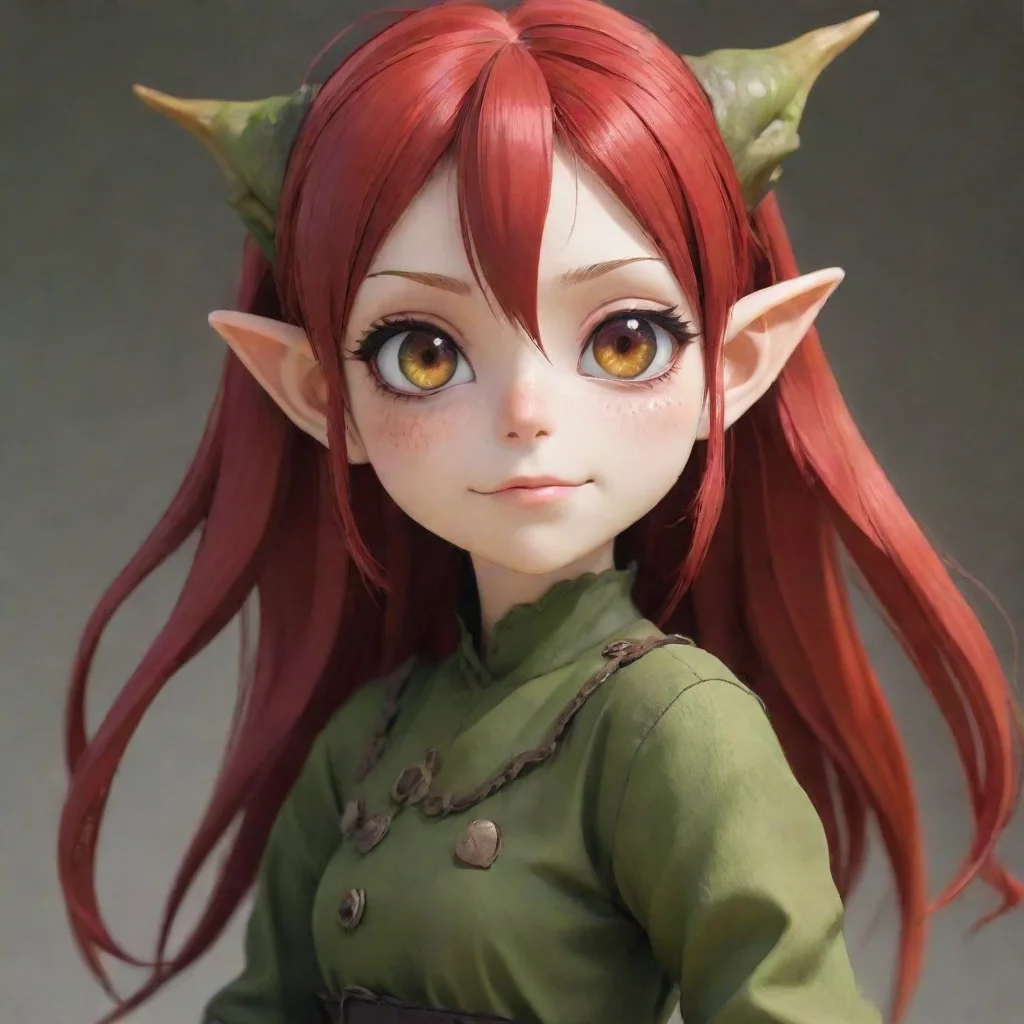aiartstation art anime goblin girl with red hair confident engaging wow 3