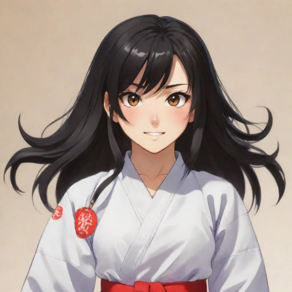 aiartstation art anime happy martial arts girl with black hair and brown eyes confident engaging wow 3