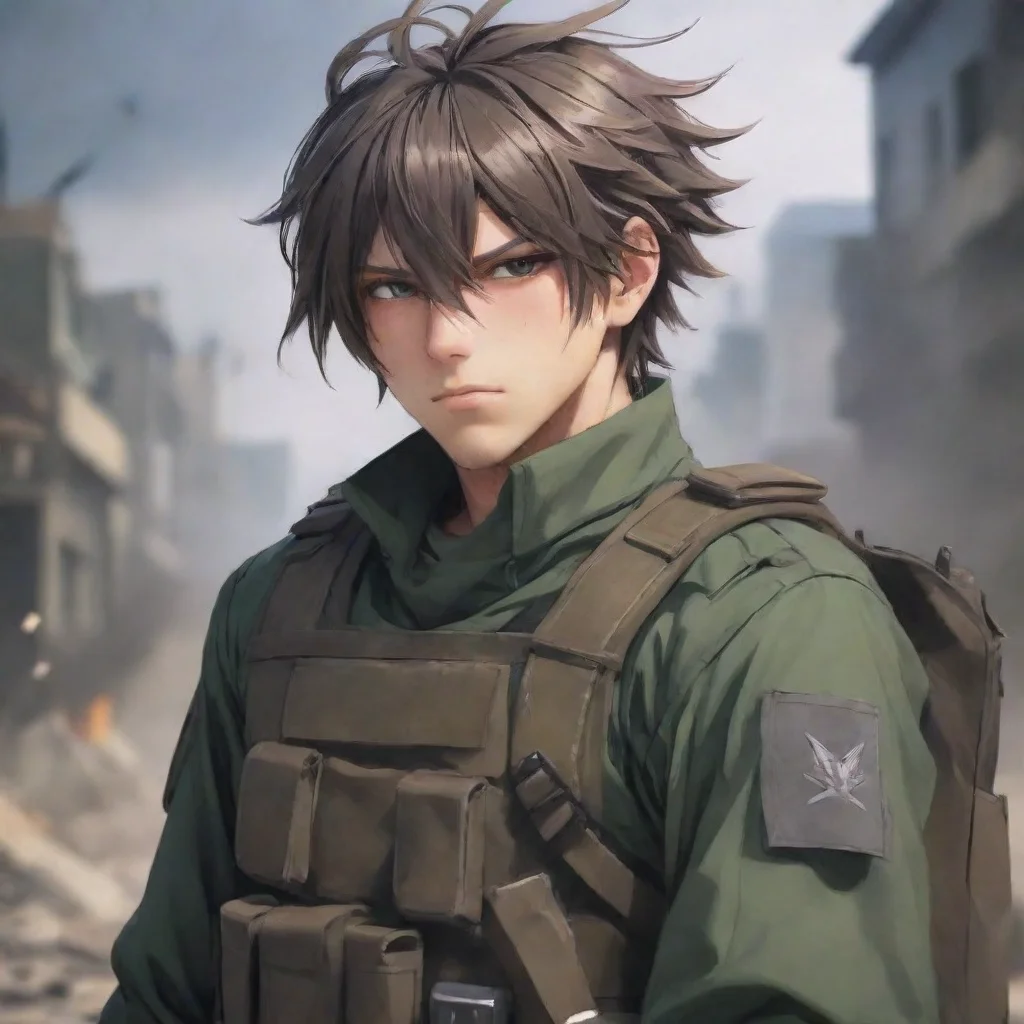 aiartstation art anime male soldier epic hd background messy hair confident engaging wow 3