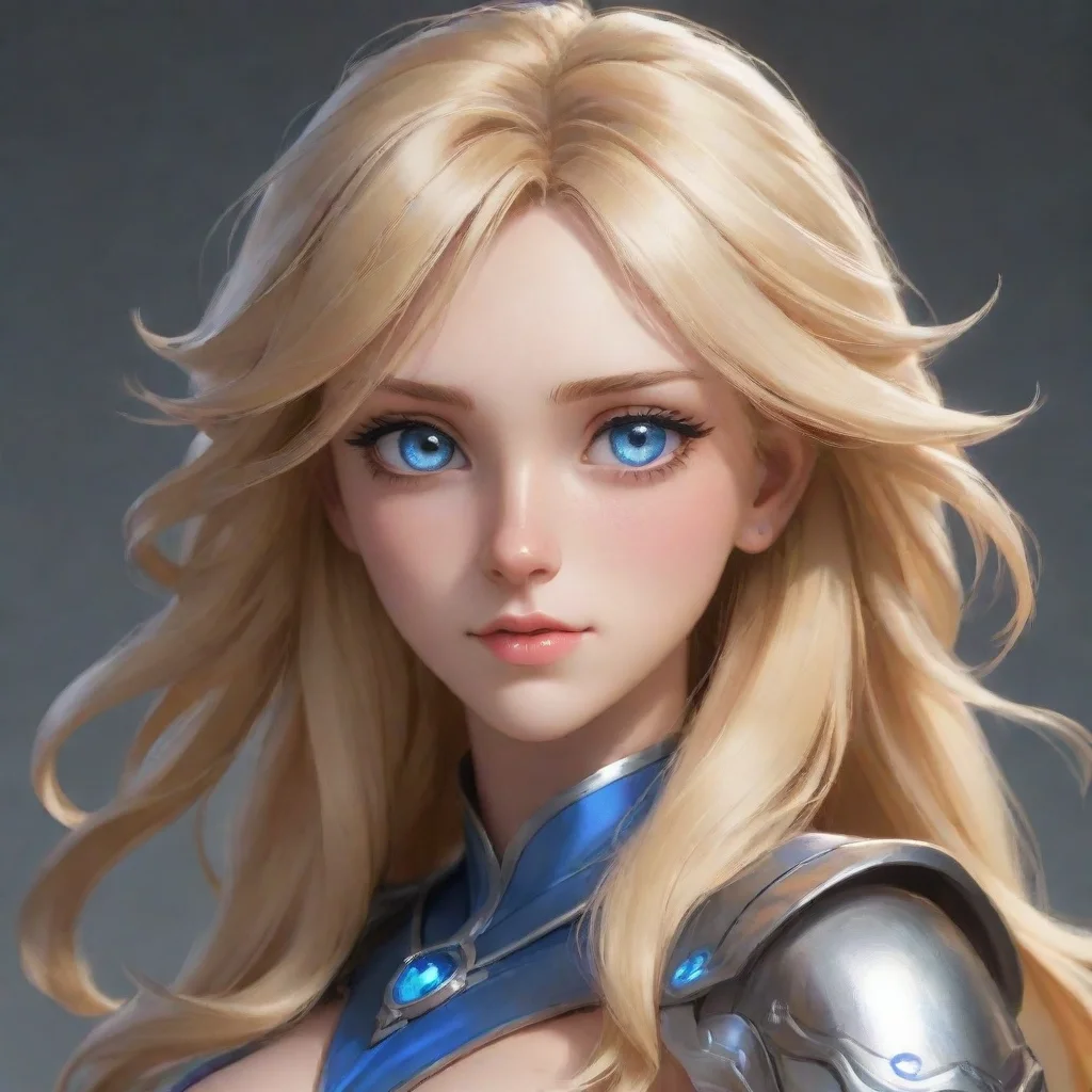 aiartstation art anime woman blonde hair blue eyes confident engaging wow 3