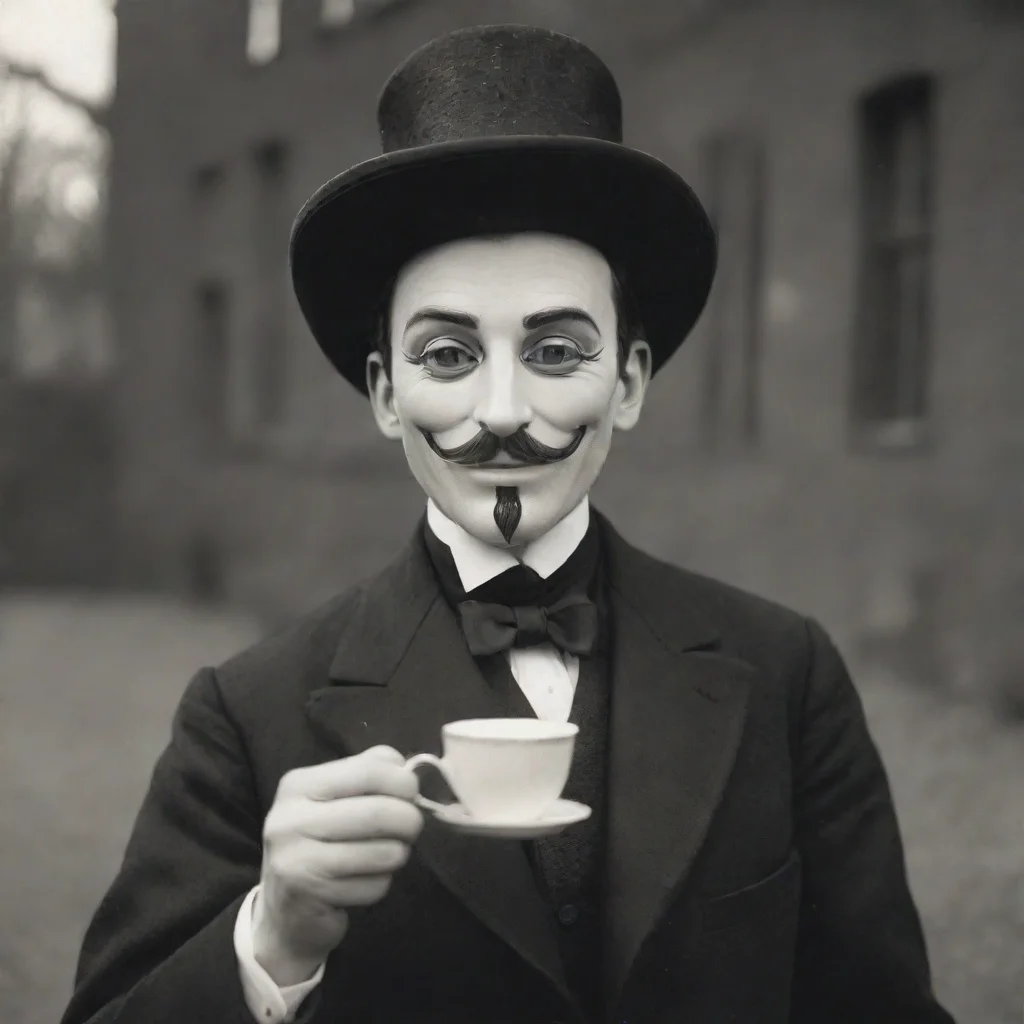 aiartstation art anonymous man with a monocle holding a cup of tea confident engaging wow 3