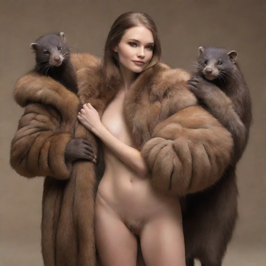 aiartstation art anthro minks putting a fur coat on a human confident engaging wow 3