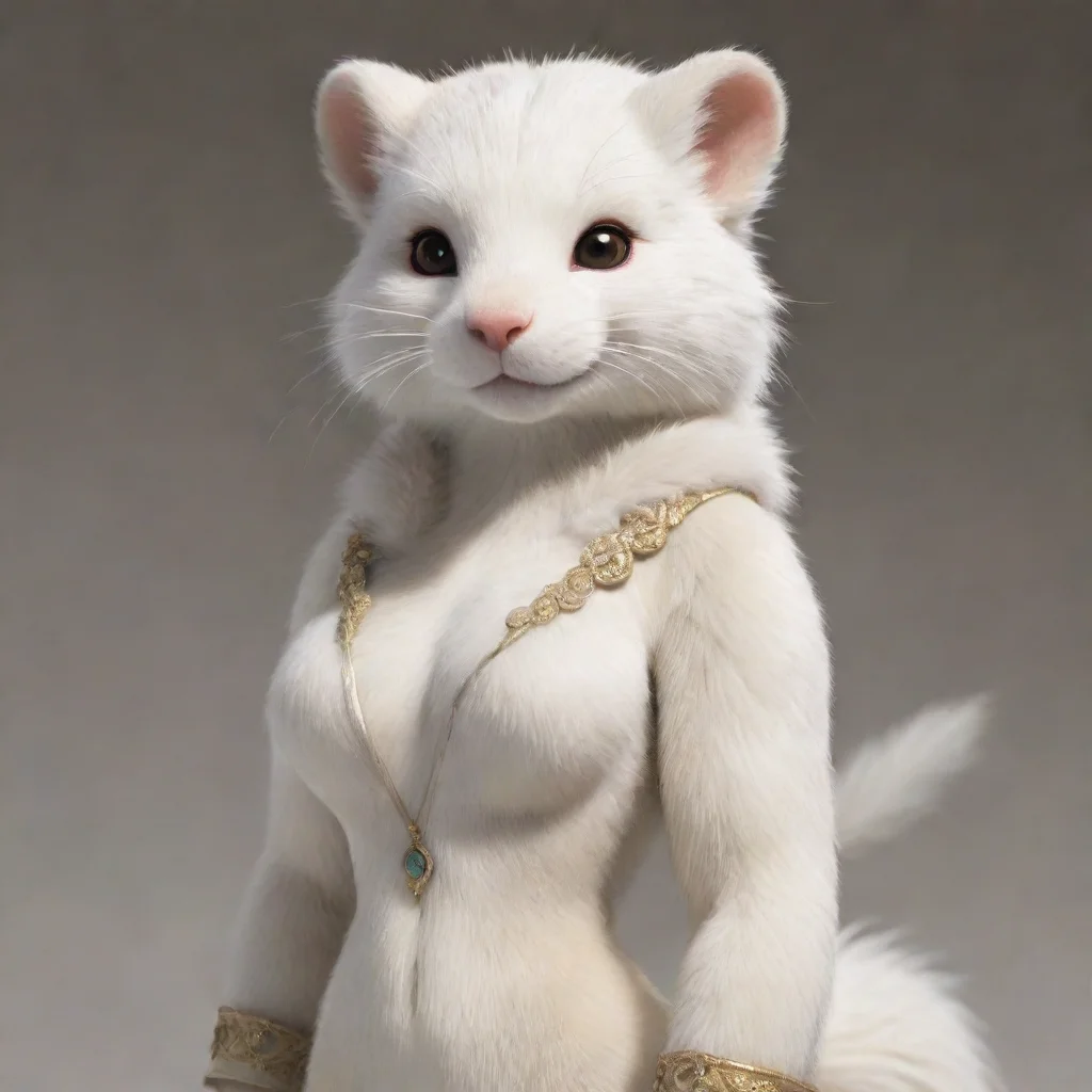 artstation art anthro white mink confident engaging wow 3