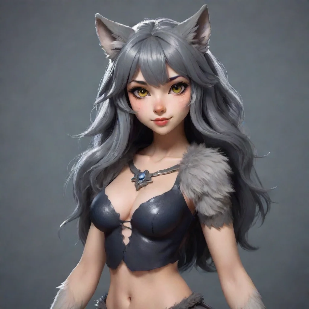 aiartstation art anthropomorphic wolf girl confident engaging wow 3